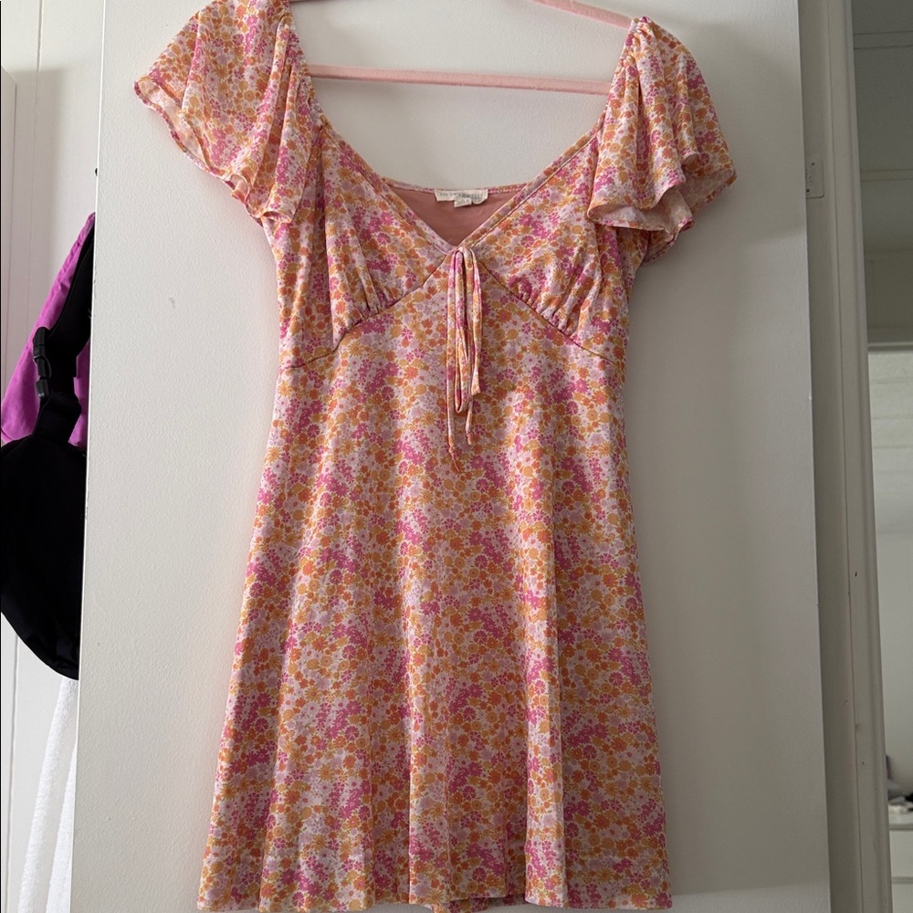 See You Monday Pink and Orange Mini Floral Dress